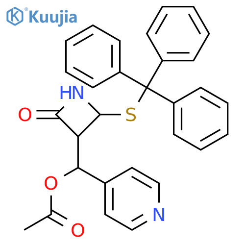 2-Azetidinone, 3-[(acetyloxy)-4-pyridinylmethyl]-4-[(triphenylmethyl)thio]- structure