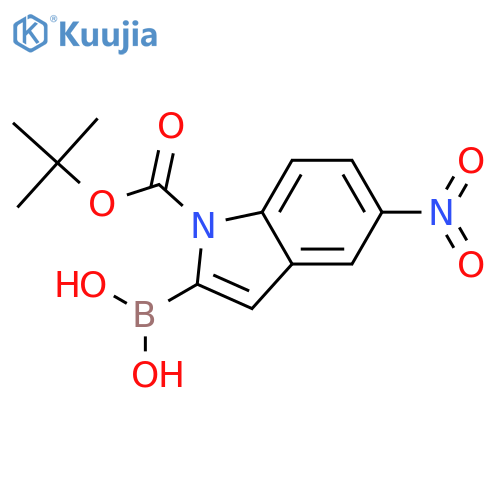 (1-{[(2-methyl-2-propanyl)oxy]carbonyl}-5-nitro-1H-indol-2-yl)boronic acid structure
