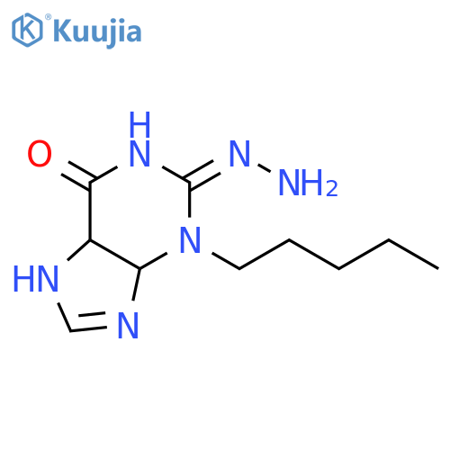 (E)-2-hydrazono-3-pentyl-1,2,3,4,5,7-hexahydropurin-6-one structure