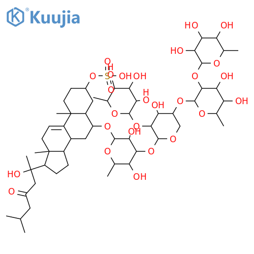 Cholest-9(11)-en-23-one,6-[(O-6-deoxy-b-D-galactopyranosyl-(1&reg;2)-O-6-deoxy-b-D-galactopyranosyl-(1&reg;4)-O-[6-deoxy-b-D-glucopyranosyl-(1&reg;2)]-O-b-D-xylopyranosyl-(1&reg;3)-6-deoxy-b-D-glucopyranosyl)oxy]-20-hydroxy-3-(sulfooxy)-, (3b,5a,6a,20R)- structure