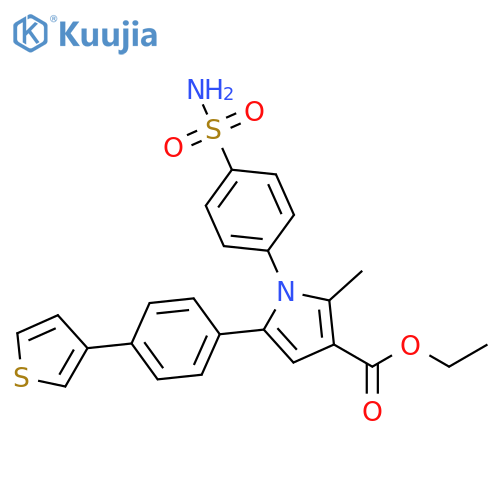 1H-Pyrrole-3-carboxylic acid, 1-[4-(aminosulfonyl)phenyl]-2-methyl-5-[4-(3-thienyl)phenyl]-, ethyl ester structure