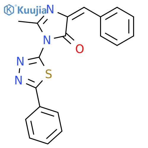 4H-Imidazol-4-one,3,5-dihydro-2-methyl-5-(phenylmethylene)-3-(5-phenyl-1,3,4-thiadiazol-2-yl)- structure