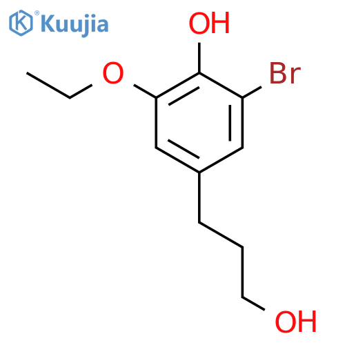 2-bromo-6-ethoxy-4-(3-hydroxypropyl)phenol structure