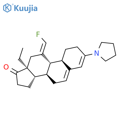 Gona-3,5-dien-17-one, 13-ethyl-11-(fluoromethylene)-3-(1-pyrrolidinyl)-, (11E)- structure