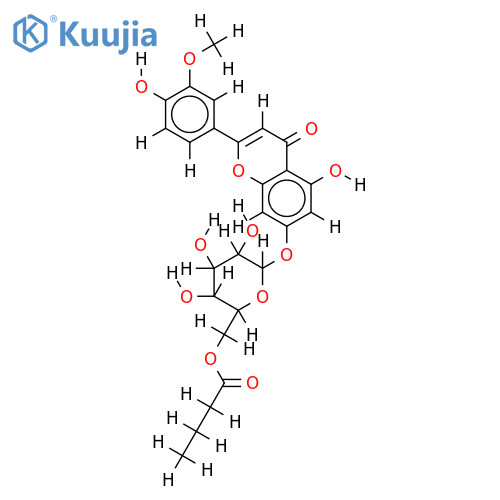 5,4'-dihydroxy-3'-methoxyflavone-7-O-6''-n-butyryl-beta-D-glucopyranoside structure