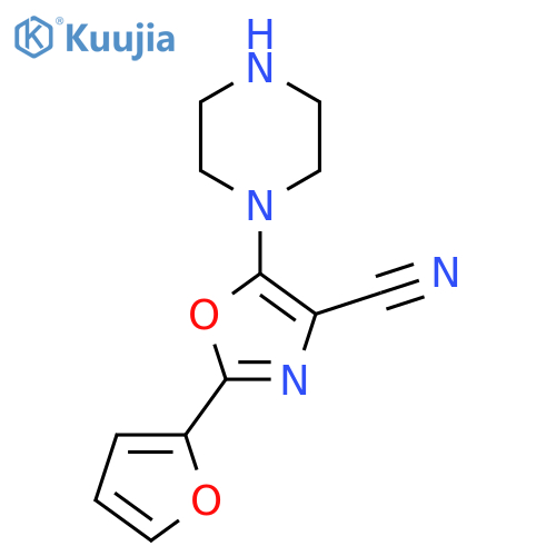 2-(Furan-2-yl)-5-(piperazin-1-yl)-1,3-oxazole-4-carbonitrile structure