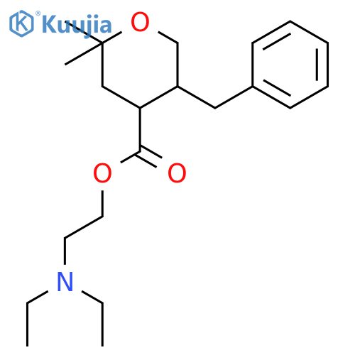 2H-Pyran-4-carboxylic acid, tetrahydro-2,2-dimethyl-5-(phenylmethyl)-, 2-(diethylamino)ethyl ester structure