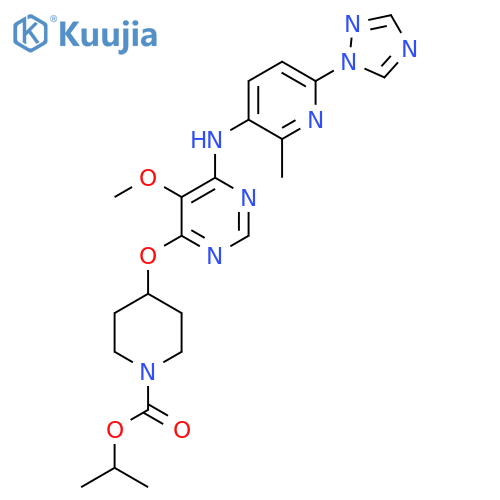 Propan-2-yl 4-[5-methoxy-6-[[2-methyl-6-(1,2,4-triazol-1-yl)pyridin-3-yl]amino]pyrimidin-4-yl]oxypiperidine-1-carboxylate structure