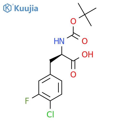 (2R)-2-{(tert-butoxy)carbonylamino}-3-(4-chloro-3-fluorophenyl)propanoic acid structure
