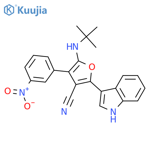 3-Furancarbonitrile,  5-[(1,1-dimethylethyl)amino]-2-(1H-indol-3-yl)-4-(3-nitrophenyl)- structure