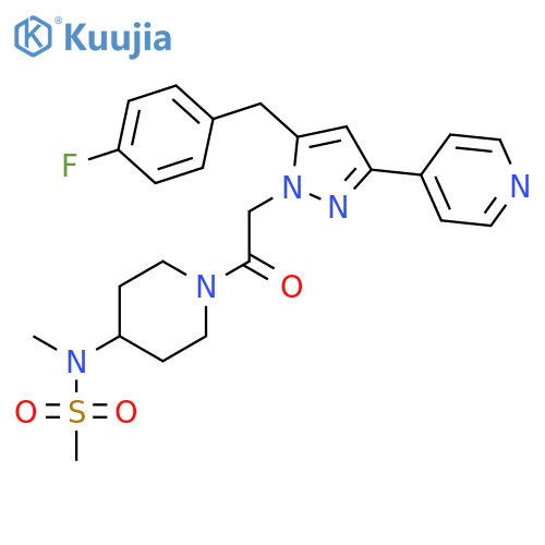 N-[1-[2-[5-[(4-Fluorophenyl)methyl]-3-(4-pyridinyl)-1H-pyrazol-1-yl]acetyl]-4-piperidinyl]-N-methyl-methanesulfonamide structure