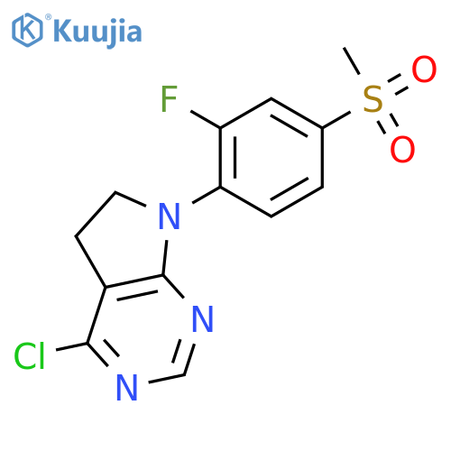 4-chloro-7-(2-fluoro-4-methylsulfonylphenyl)-5,6-dihydropyrrolo[2,3-d]pyrimidine structure