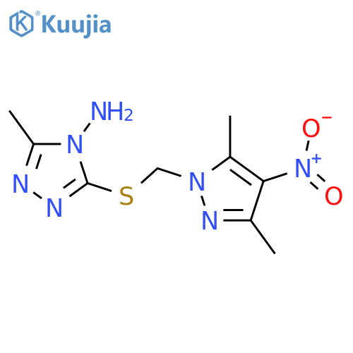 3-{(3,5-dimethyl-4-nitro-1H-pyrazol-1-yl)methylsulfanyl}-5-methyl-4H-1,2,4-triazol-4-amine structure