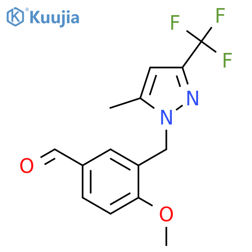 4-methoxy-3-{5-methyl-3-(trifluoromethyl)-1H-pyrazol-1-ylmethyl}benzaldehyde structure