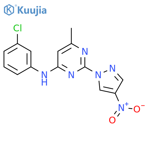 N-(3-chlorophenyl)-6-methyl-2-(4-nitro-1H-pyrazol-1-yl)pyrimidin-4-amine structure