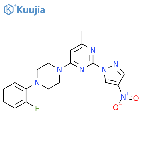 4-[4-(2-fluorophenyl)piperazin-1-yl]-6-methyl-2-(4-nitro-1H-pyrazol-1-yl)pyrimidine structure