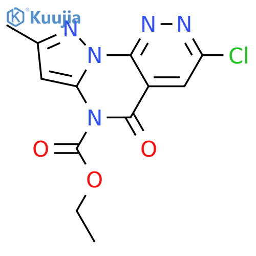 Pyrazolo[5',1':2,3]pyrimido[4,5-c]pyridazine-6(5H)-carboxylic acid, 3-chloro-8-methyl-5-oxo-, ethyl ester structure