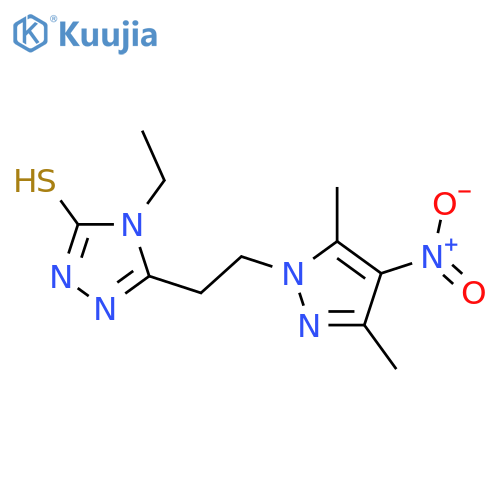 5-2-(3,5-dimethyl-4-nitro-1H-pyrazol-1-yl)ethyl-4-ethyl-4H-1,2,4-triazole-3-thiol structure