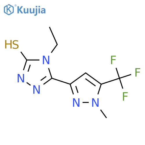 4-ethyl-5-1-methyl-5-(trifluoromethyl)-1H-pyrazol-3-yl-4H-1,2,4-triazole-3-thiol structure
