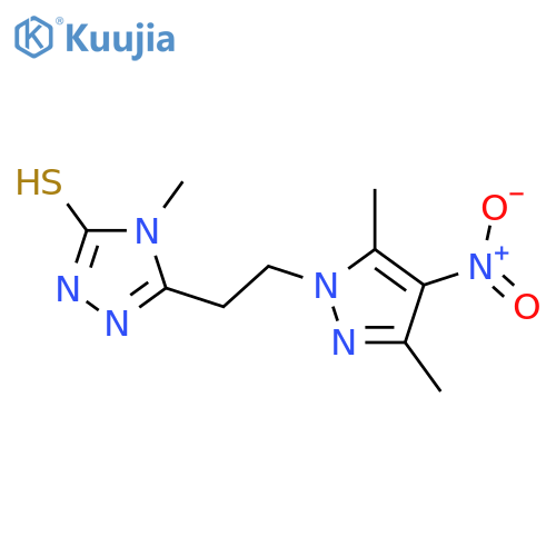 5-2-(3,5-dimethyl-4-nitro-1H-pyrazol-1-yl)ethyl-4-methyl-4H-1,2,4-triazole-3-thiol structure