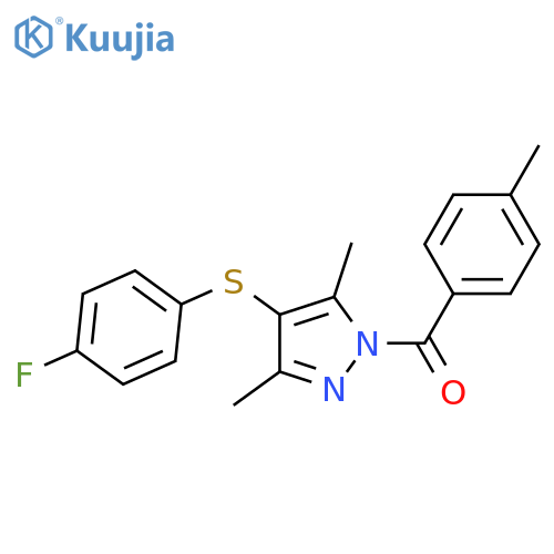 4-[(4-fluorophenyl)sulfanyl]-3,5-dimethyl-1-(4-methylbenzoyl)-1H-pyrazole structure