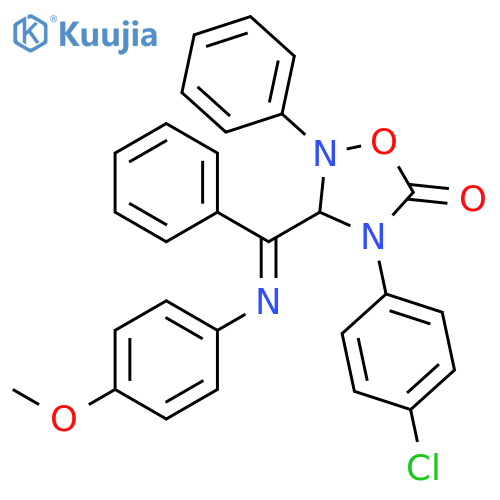 1,2,4-Oxadiazolidin-5-one, 4-(4-chlorophenyl)-3-[[(4-methoxyphenyl)imino]phenylmethyl]-2-phenyl- structure