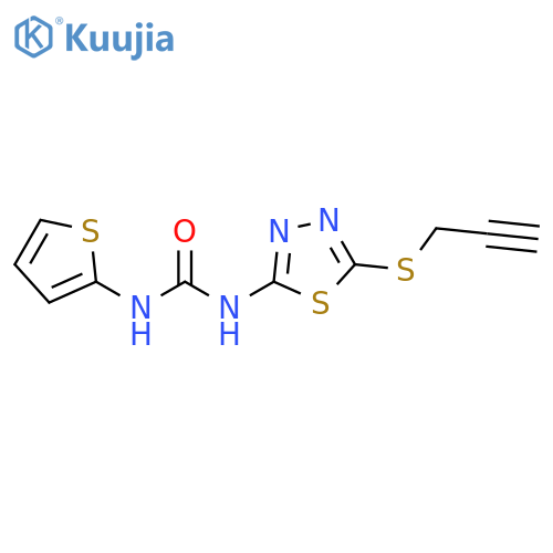 3-[5-(prop-2-yn-1-ylsulfanyl)-1,3,4-thiadiazol-2-yl]-1-(thiophen-2-yl)urea structure