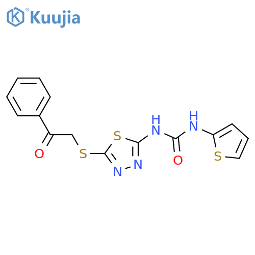 3-{5-[(2-oxo-2-phenylethyl)sulfanyl]-1,3,4-thiadiazol-2-yl}-1-(thiophen-2-yl)urea structure