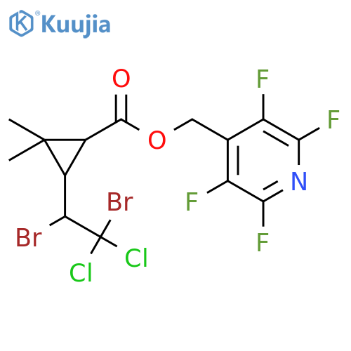 Cyclopropanecarboxylic acid, 3-(1,2-dibromo-2,2-dichloroethyl)-2,2-dimethyl-, (2,3,5,6-tetrafluoro-4-pyridinyl)methyl ester structure