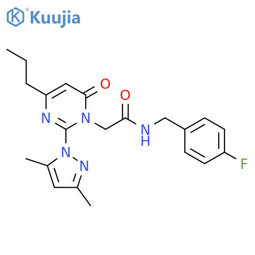 2-[2-(3,5-dimethyl-1H-pyrazol-1-yl)-6-oxo-4-propyl-1,6-dihydropyrimidin-1-yl]-N-[(4-fluorophenyl)methyl]acetamide structure