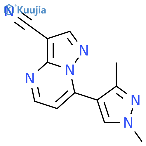 7-(1,3-dimethyl-1H-pyrazol-4-yl)pyrazolo1,5-apyrimidine-3-carbonitrile structure