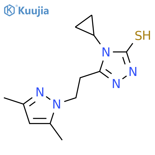 4-cyclopropyl-5-2-(3,5-dimethyl-1H-pyrazol-1-yl)ethyl-4H-1,2,4-triazole-3-thiol structure