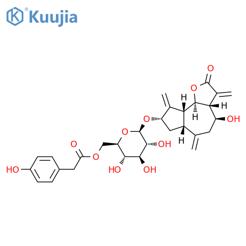 Azuleno[4,5-b]furan-2(3H)-one,decahydro-4-hydroxy-8-[[6-O-[(4-hydroxyphenyl)acetyl]-b-D-glucopyranosyl]oxy]-3,6,9-tris(methylene)-,(3aR,4S,6aR,8S,9aR,9bR)- (9CI) structure