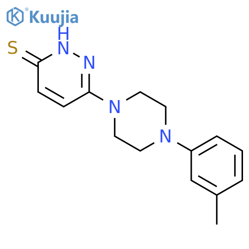 6-4-(3-methylphenyl)piperazin-1-yl-2,3-dihydropyridazine-3-thione structure