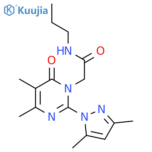 2-[2-(3,5-dimethyl-1H-pyrazol-1-yl)-4,5-dimethyl-6-oxo-1,6-dihydropyrimidin-1-yl]-N-propylacetamide structure