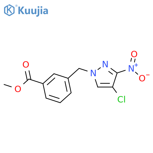 methyl 3-(4-chloro-3-nitro-1H-pyrazol-1-yl)methylbenzoate structure