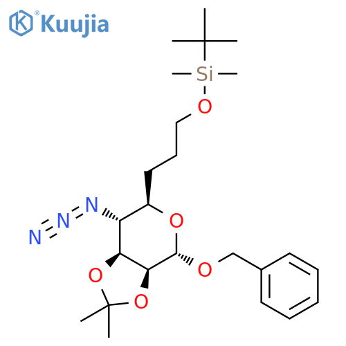 (3-((3aS,4S,6R,7R,7aS)-7-azido-4-(benzyloxy)-tetrahydro-2,2-dimethyl-3aH-[1,3]dioxolo[4,5-c]pyran-6-yl)propoxy)(tert-butyl)dimethylsilane structure