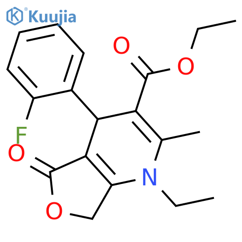 Furo[3,4-b]pyridine-3-carboxylic acid, 1-ethyl-4-(2-fluorophenyl)-1,4,5,7-tetrahydro-2-methyl-5-oxo-, ethyl ester structure