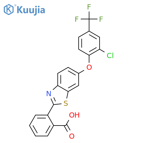 Benzoic acid, 2-[6-[2-chloro-4-(trifluoromethyl)phenoxy]-2-benzothiazolyl]- structure