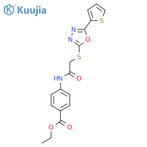 ethyl 4-(2-{[5-(thiophen-2-yl)-1,3,4-oxadiazol-2-yl]sulfanyl}acetamido)benzoate structure