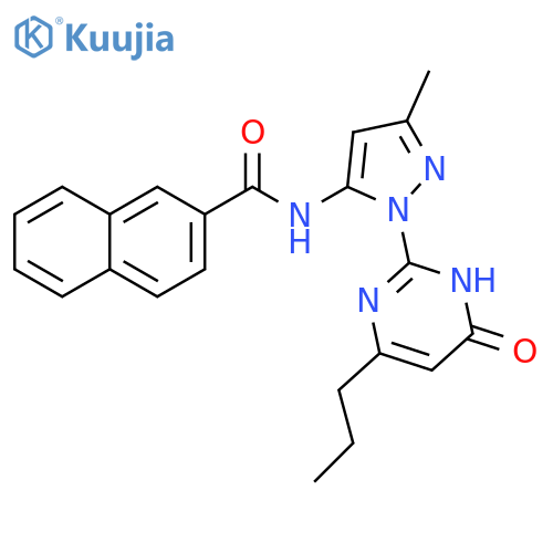 N-[3-methyl-1-(6-oxo-4-propyl-1,6-dihydropyrimidin-2-yl)-1H-pyrazol-5-yl]naphthalene-2-carboxamide structure