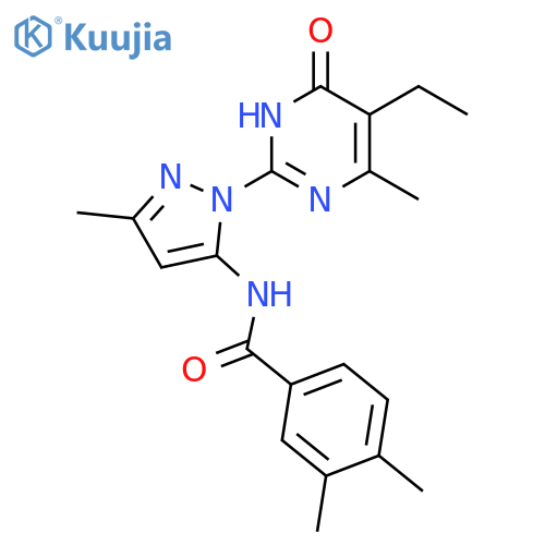 N-[1-(5-ethyl-4-methyl-6-oxo-1,6-dihydropyrimidin-2-yl)-3-methyl-1H-pyrazol-5-yl]-3,4-dimethylbenzamide structure