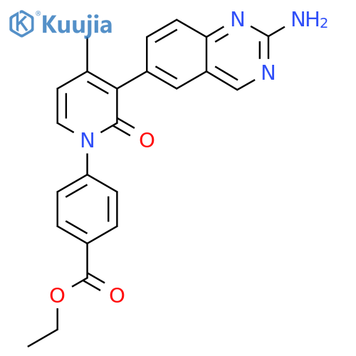 Ethyl 4-(3-(2-aminoquinazolin-6-yl)-4-methyl-2-oxopyridin-1(2H)-yl)benzoate structure