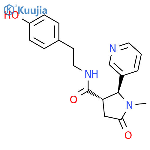 3-Pyrrolidinecarboxamide,N-[2-(4-hydroxyphenyl)ethyl]-1-methyl-5-oxo-2-(3-pyridinyl)-, (2S-trans)- (9CI) structure