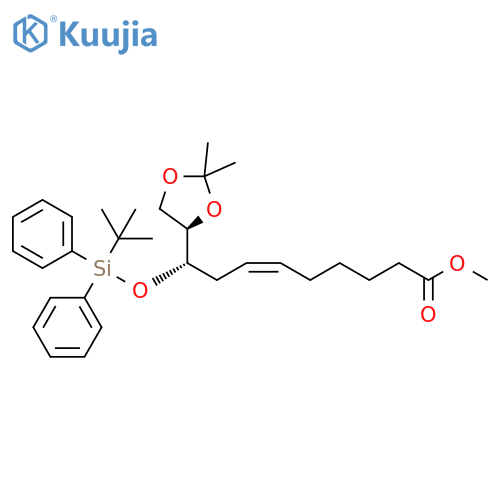 6-Nonenoic acid, 9-(2,2-dimethyl-1,3-dioxolan-4-yl)-9-[[(1,1-dimethylethyl)diphenylsilyl]oxy]-, methyl ester, [S-[R*,S*-(Z)]]- (9CI) structure
