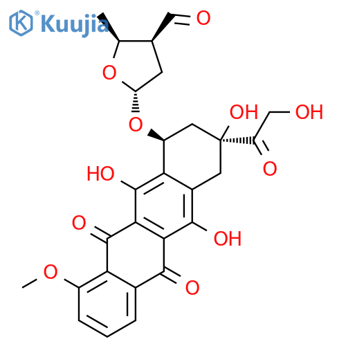 3-Furancarboxaldehyde,5-[[1,2,3,4,6,11-hexahydro-3,5,12-trihydroxy-3-(hydroxyacetyl)-10-methoxy-6,11-dioxo-1-naphthacenyl]oxy]tetrahydro-2-methyl-,[2S-[2a,3a,5b(1R*,3R*)]]- (9CI) structure