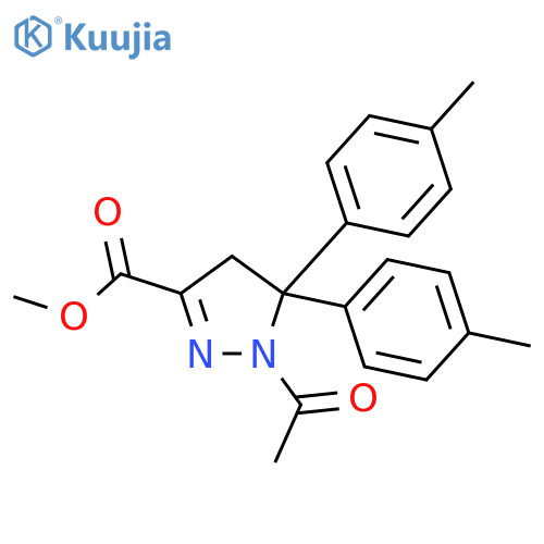 1H-Pyrazole-3-carboxylicacid, 1-acetyl-4,5-dihydro-5,5-bis(4-methylphenyl)-, methyl ester structure