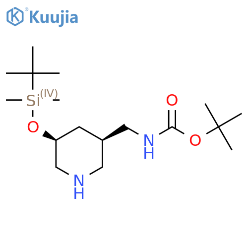 tert-butyl N-{[(3R,5S)-5-[(tert-butyldimethylsilyl)oxy]piperidin-3-yl]methyl}carbamate structure