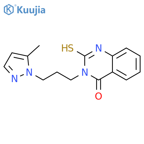 2-Mercapto-3-(3-(5-methyl-1H-pyrazol-1-yl)propyl)quinazolin-4(3H)-one structure
