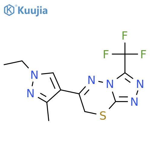 <br>1-ethyl-3-methyl-4-[3-(trifluoromethyl)-7H-[1,2,4]triazolo[3,4-b][1,3,4]thi adiazin-6-yl]-1H-pyrazole structure